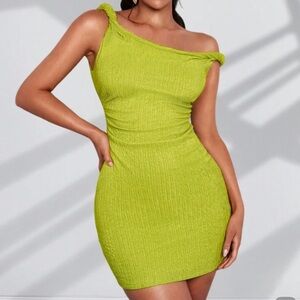 SHEIN One Shoulder Lime Dress